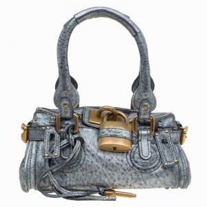 Pre Owned Chloe Silver Leather Mini Paddington Satchel