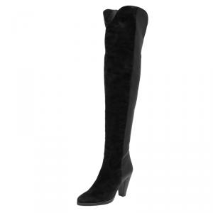 Pre Owned Chloe Black Leather and Suede Over The Knee Boots Size 36