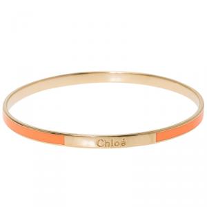 Chloe Holly Cream Enamel Gold Tone Narrow Bangle Bracelet