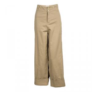 Chloe Khaki Cotton High Waist Wide Leg Baggy Pants L