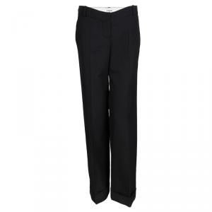 Chloe Black Wool Wide Leg Cuffed Trousers M