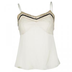 Chloe Beige Silk Lace Trim Detail Camisole S
