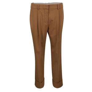 Chloe Brown Wool Straight Fit Trousers M