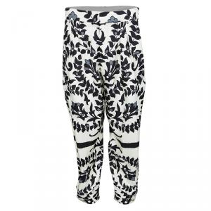 Chloe Monochrome Printed Silk Tapered Pants M