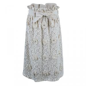 Pre Owned Chloe Offwhite Floral Skirt M