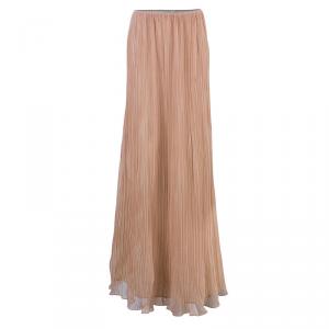 Pre Owned Chloe Sahara Pink Plisse Chiffon Maxi Skirt M