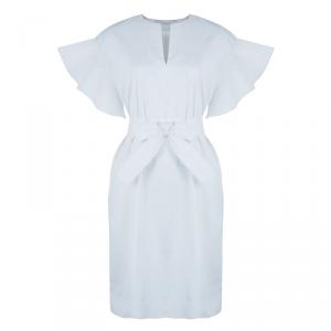 Pre Owned Chloe White Ruffle Sleeve Dress M