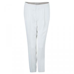 Pre Owned Chloe White Cropped Formal Trousers M