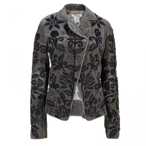 Pre Owned Chloe Gray Velvet Embellished Jacket S