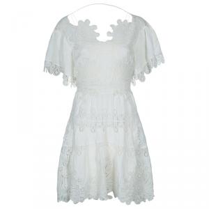 Pre Owned Chloe White Lace Dress S
