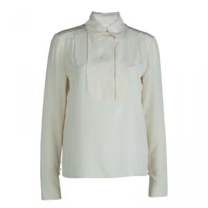 Chloe Cream Silk Long Sleeve Blouse S