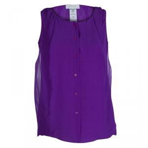 Pre Owned Chloe Purple Silk Buttondown Sleeveless Blouse S
