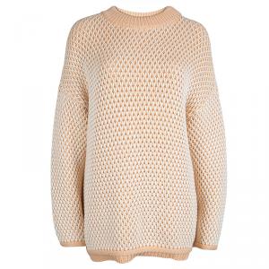 Chloe Peach and White Chunky Knit Sweater M