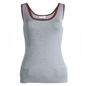 Chloe Grey Rib Knit Sleeveless Tank Top S