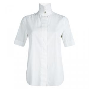 Chloe White Cotton Short Sleeve Button Front Shirt M