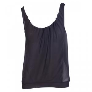 Chloe Dark Grey Gathered Silk Top S