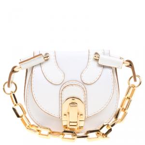 Chloe White Leather Chain Pouch