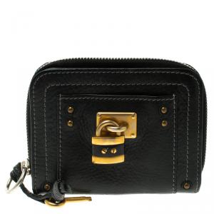 Pre Owned Chloe Black Leather Paddington Small Wallet