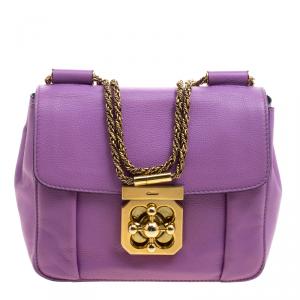 Pre Owned Chloe Lilac Leather Small Elsie Shoulder Bag