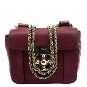 Pre Owned Chloe Red Leather Mini Elsie Crossbody Bag