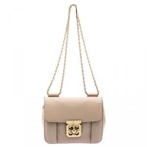 Pre Owned Chloe Beige Leather Small Elsie Shoulder Bag