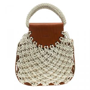Chloe White/Brown Knotted Leather vintage Bracelet Bag