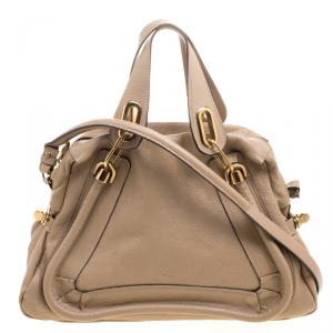 Pre Owned Chloe Beige Leather Medium Paraty Shoulder Bag
