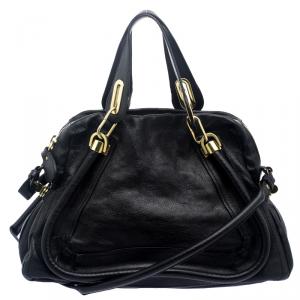 Pre Owned Chloe Black Leather Medium Paraty Shoulder Bag