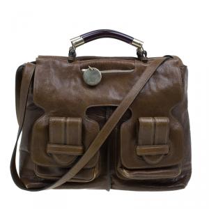 Chloe Brown Leather Saskia Square Tote Bag
