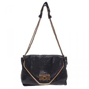 Chloe Black Python Medium Sally Shoulder Bag
