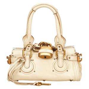 Pre Owned Chloe White Leather Mini Paddington Satchel