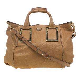 Pre Owned Chloe Metallic Brown Leather Medium Ethel Satchel