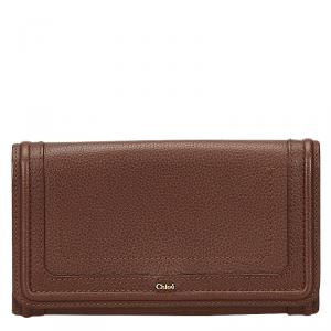 Pre Owned Chloe Brown Leather Paraty Continental Wallet