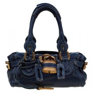 Pre Owned Chloe Blue Leather Mini Paddington Satchel