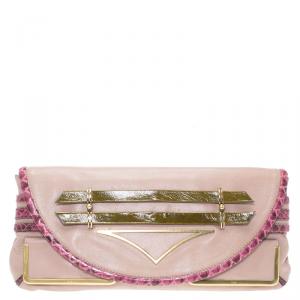 Pre Owned Chloe Purple Leather and Python Trim Limited Edition Clutch