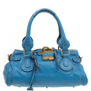 Pre Owned Chloe Blue Leather Medium Paddington Satchel