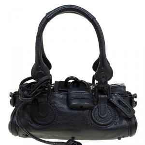 Pre Owned Chloe Black Leather Mini Paddington Satchel