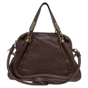 Pre Owned Chloe Brown Leather Medium Paraty Shoulder Bag