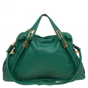 Chloe Green Leather Large Paraty Tote