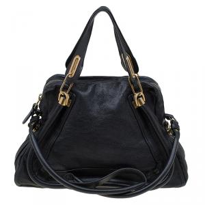 Pre Owned Chloe Black Leather Medium Paraty Shoulder Bag