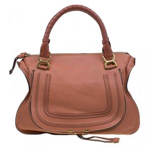 Pre Owned Chloe Peach Leather Large Marcie Satchel
