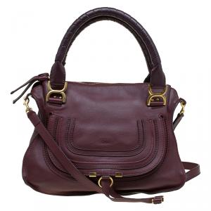 Pre Owned Chloe Burgundy Leather Medium Marcie Satchel
