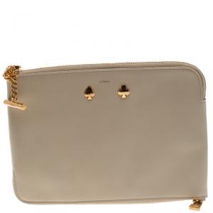 Chloe Beige Leather Double Zip Reversible Pouch