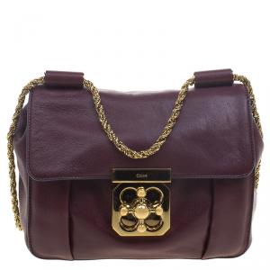Pre Owned Chloe Burgundy Leather Small Elsie Shoulder Bag