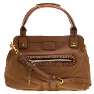 Pre Owned Chloe Brown Leather Margaret Shoulder Bag