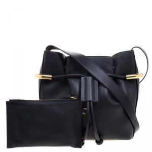 Pre Owned Chloe Black Leather Emma Drawstring Shoulder Bag