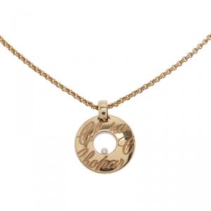 Pre Owned Chopard Chopardissimo Diamond Yellow Gold Pendant Necklace