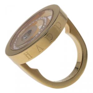 Pre Owned Chopard Happy Spirit Diamond Yellow Gold Ring Size 53