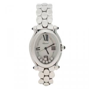 Chopard White Stainless Steel Diamond Happy Sport Women's Wristwatch 29MM