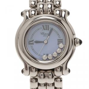 Chopard Blue Mother of Pearl Stainless Steel Happy Sport Women's Wristwatch 26MM